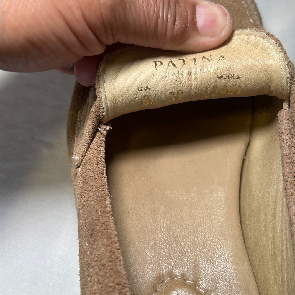 Patina Zoe Suede Slip On Platform Loafers Chunky Tan Round Toe Size 8.5 - Picture 16 of 16